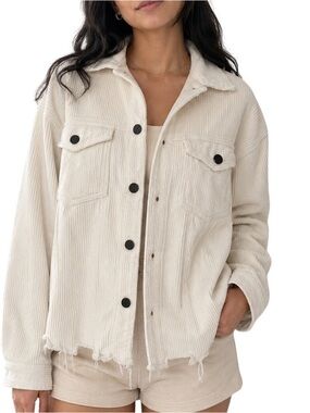 POL Cream Corduroy Button-Up Jacket